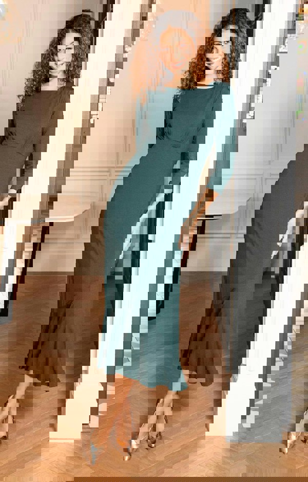 Alie Street London Maxine Asymmetric Dress (Pine Green)