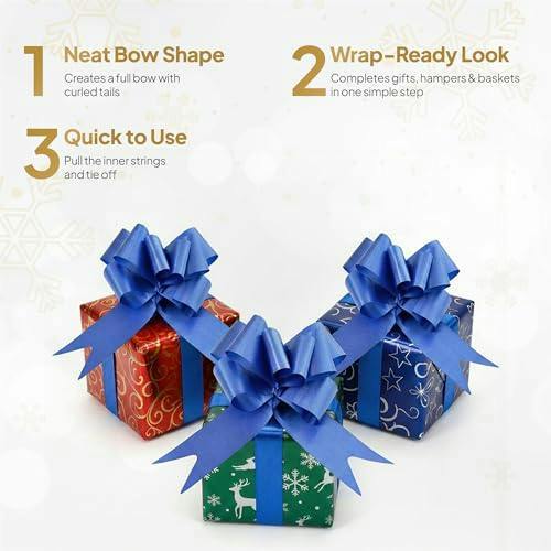 50mm Navy Blue Pull Bows, 10 to 60 Pack, Ribbon Gift Bows for Wrapping and Décor image 6