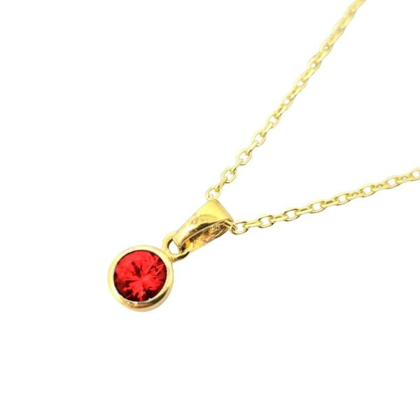 Mini Round Garnet January Birthstone Pendant Necklace