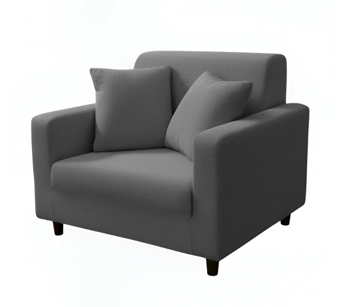 Anyseat 1 Seater Sofa Cover Plain Grey Style and Protection For Living Room Sofa Chair Elastic Stretchable Slipcover