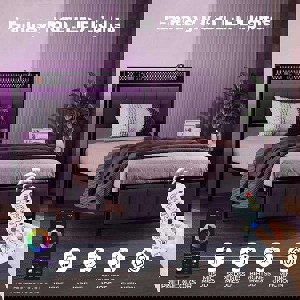 Levede Led Ottoman Bed Frame with Storage Upholstered Single Double King USB