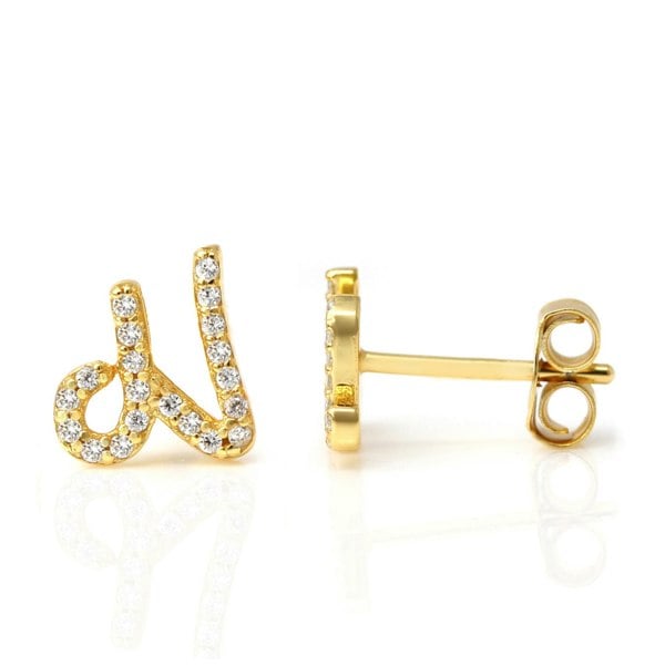 Say It With Luxe CZ Initial Earrings - Yellow Gold Plated