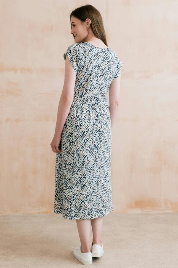 Lily & Me Shine Printed Organic Cotton Jersey Dress Navy