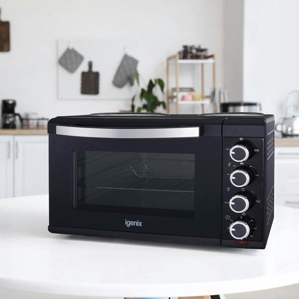 igenix 30L Mini Oven With Hotplates, Black