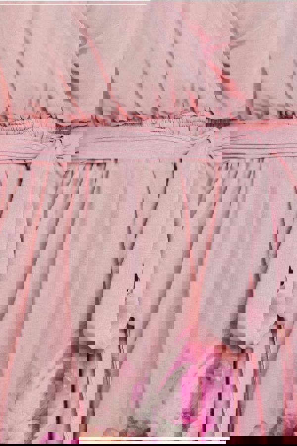 Chiffon Floral Border Print Midi Dress - Blush DR4402