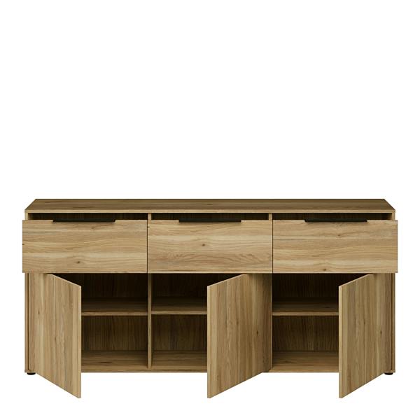Furniture To Go Orkney 3 Drawer Sideboard with 3 Doors in Mauvella Oak