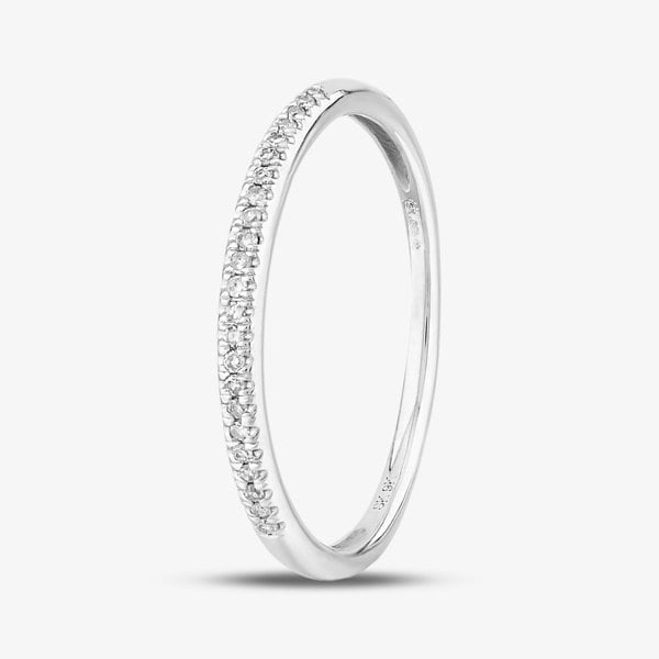 T. H. Baker 9ct White Gold 0.08ct Diamond Pavé Set Half Eternity Ring TH014835R