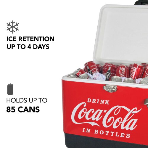 Coca-Cola 51L Portable Cool Box – Ice Chest Cooler for Camping, Beach, Fishing & RV Trips (Red)