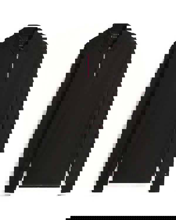 Tommy Hilfiger Interlock Mens Long Sleeve Zip Polo - Black