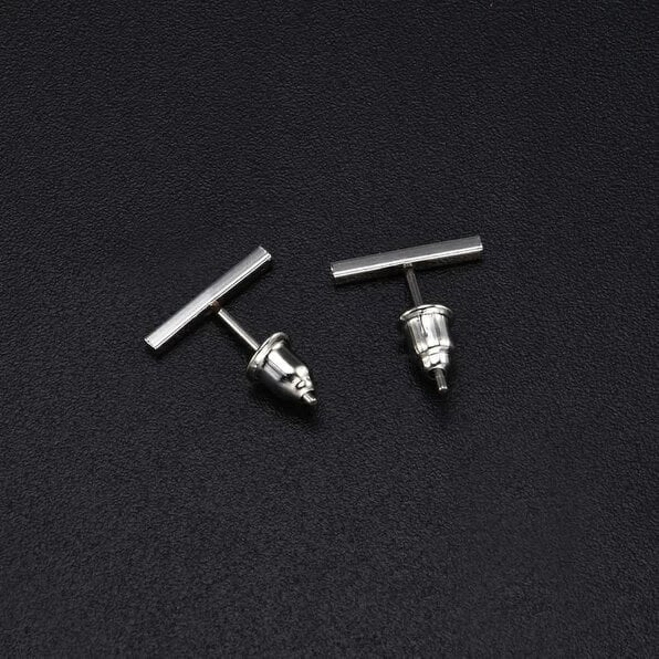 The Colourful Aura Silver Gold Bar Minimalist Geometric Tiny Small Line Staple Unisex Stud Earrings