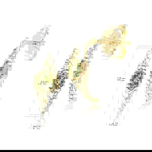 Gemondo Geometric Hexagon with Prong set Round Peridot and Diamond Half Hoop Earrings in 9ct Yellow Gold