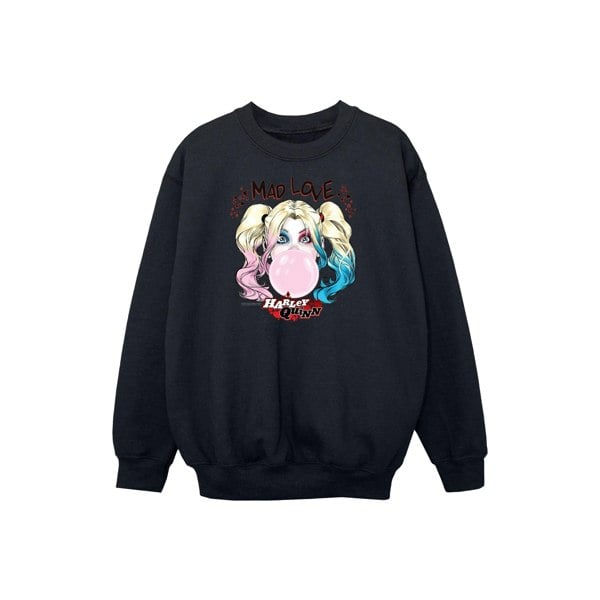 DC Comics Girls Harley Quinn Mad Love Sweatshirt - Black