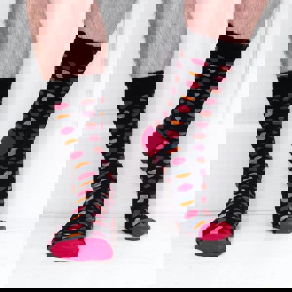 Jemsox Circle Geo Red Organic Cotton Mens Socks | Comfort Top & Bold Style