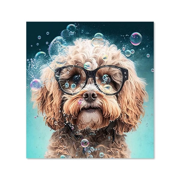 Warren Reed - Designer Cavapoo Dog With Glasses Splashart Kitchen Splashback