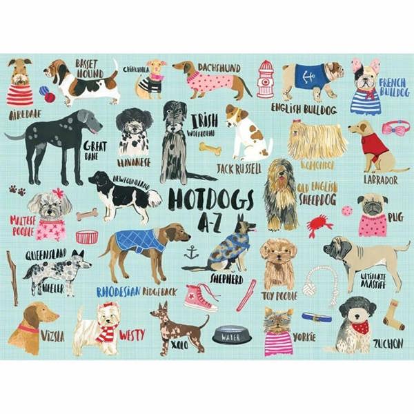 Mudpuppy, Hot Dogs A-Z Jigsaw, Jigsaws & Puzzles, Dogs, Gift