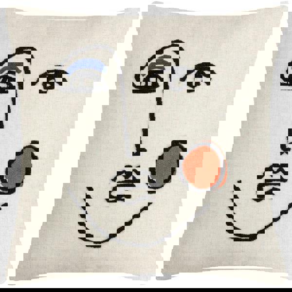 Furn Cleo Embroidered Woven Linear Cushion Cover - Ginger/Navy