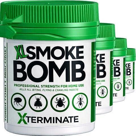 Xterminate XL 11g Smoke Bomb Fogger Insect Killer, Fleas, Bed bug, Carpet Moths, Cluster Fly, Silverfish, Carpet Beetle x 4