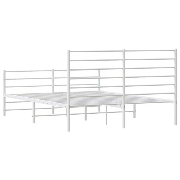 Berkfield Metal Bed Frame with Headboard and Footboard White 120x190 cm 4FT Small Double