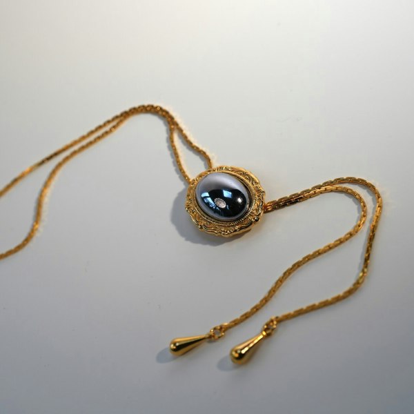 Gold Trip Vintage Adjustable Pewter Dome Pendant Necklace