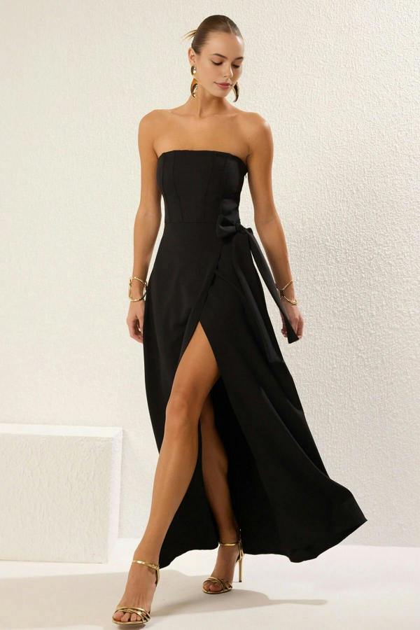 WOVCOR Strapless Long Elegant Evening Dress with Back Detail