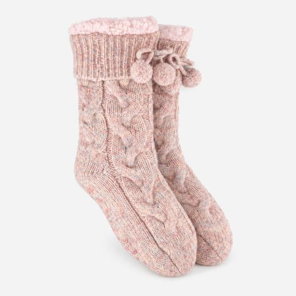 Totes PREMIUM CHUNKY KNIT SLIPPER SOCKS Crew Socks Crew Socks   in  Pink