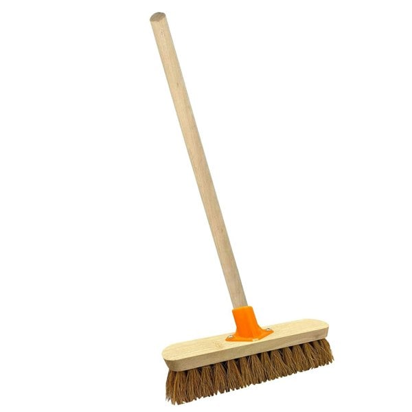 Traditional Wooden Sweeping Brush With Handle & Support Bracket