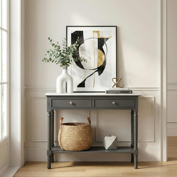 Garden Greatness Marbled Top Two Drawer Console Table