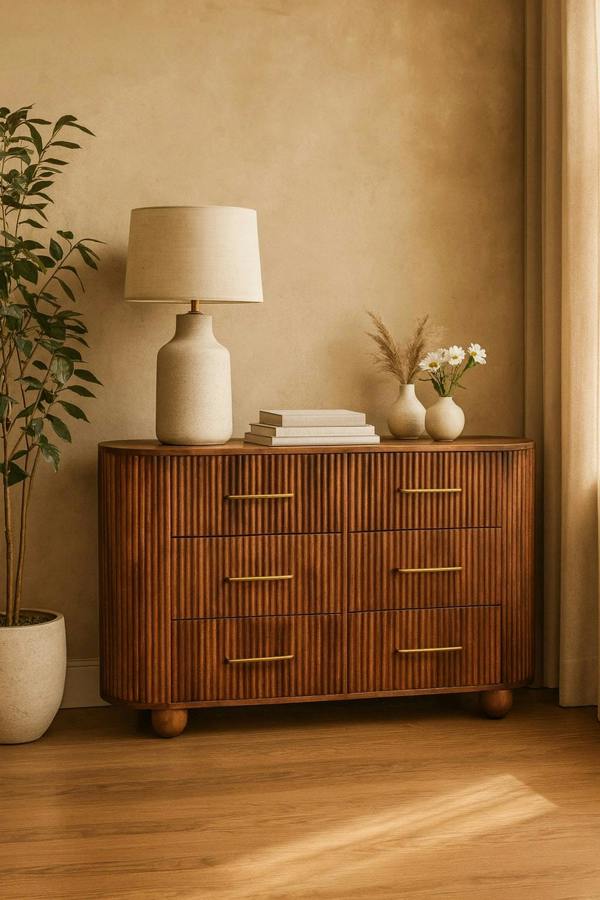 Artisan Furniture Solid Wood Ridgefront Chest – Roasted Almond, 3 Drawers, Brown