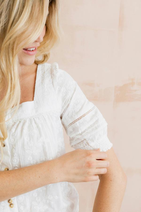 Lily & Me Poppy Plain Cotton Blouse White