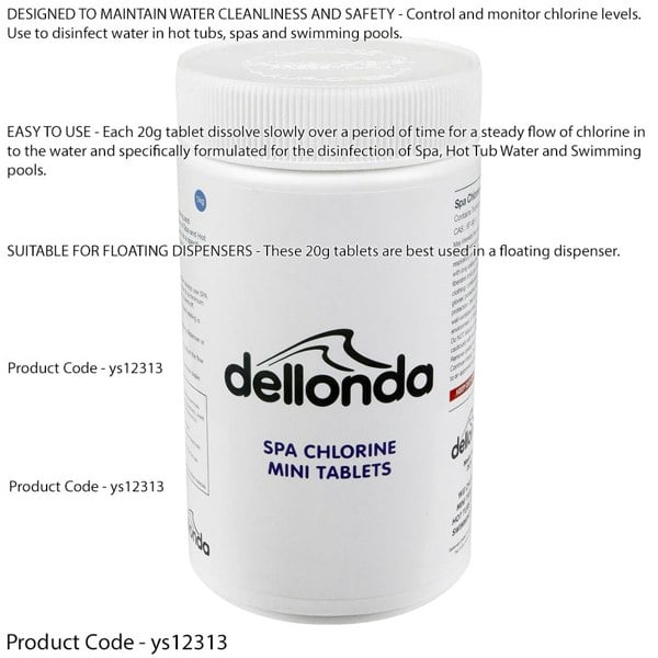 1kg Swimming Pool Hot Tub & Spa Chlorine Tablets - Anti-Bacterial 20g Mini Tabs - LoopsDirect