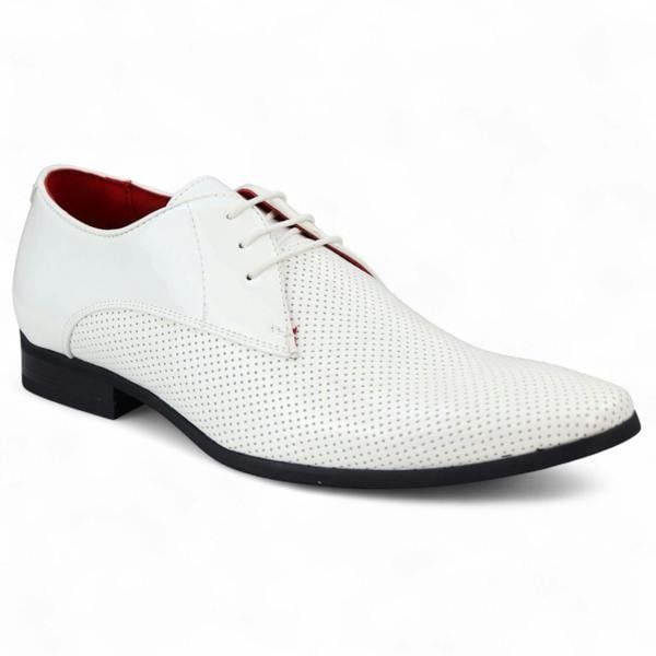 Dolcetto Men’s Pointed Toe Formal Lace Up Perforated Shoes