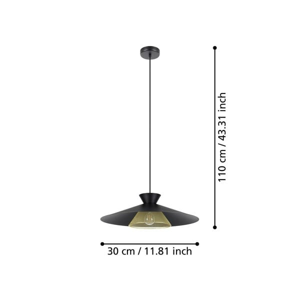 EGLO Grizedale Black And Brass Single Pendant Light