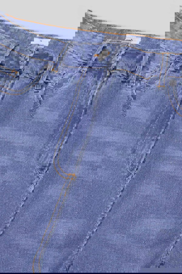 ENORSIA Blue Straight Fit High Rise Ripped Jeans