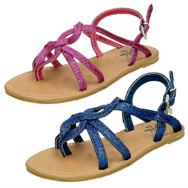 Cutie Girls Cutie Woven Glitter Toe Post Sandals