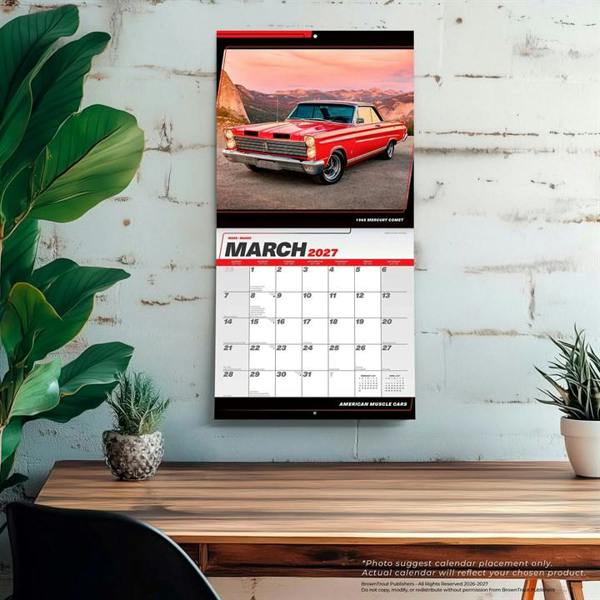 American Muscle Cars Calendar 2027, Wall Calendars, Month To View, Transport, Gift