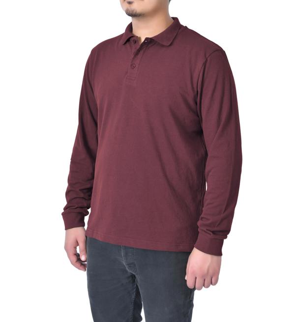 Smart Living Mens Classic Long Sleeve Polo Shirt - Burgundy