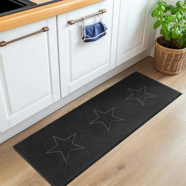 Nicoman Embossed Triple Star Home Entrance Runner Mat - Multiple Colours