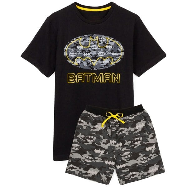 Batman Mens Logo Camo Short Pyjama Set - Black/Grey