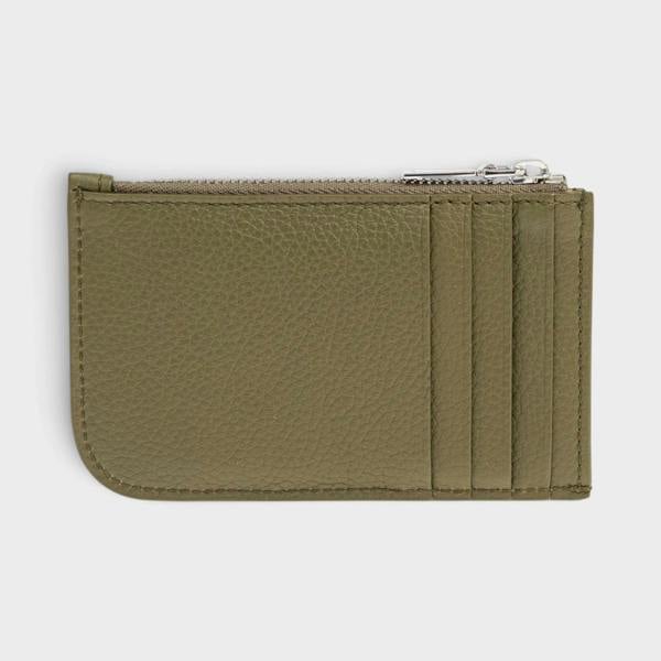 Alexander McQueen Sling Logo Card Holder Grainy Military Silver
