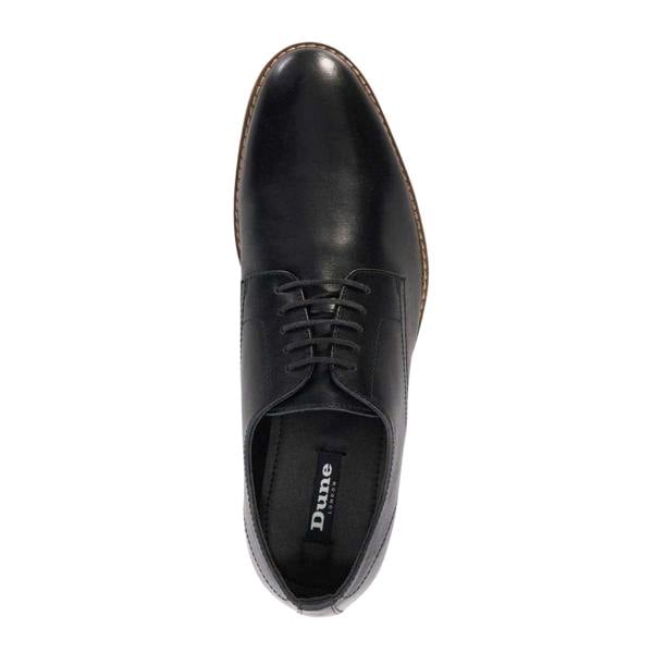 Dune London Mens Solomon Leather Stack Heel Derby Shoes - Black - 