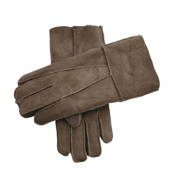 Unisex Suede Leather Shearling Wool Lined Thermal Gloves - Brown - Infinity Leather - 14