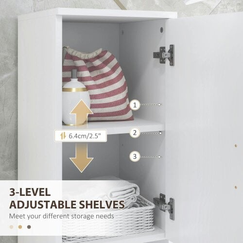Wyld Haus Dohifa Tall Bathroom Storage Cabinet With Line Embossed Front And Adjustable Shelves White