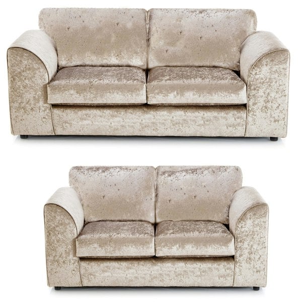Furnishings For Less Crystal Crushed Velvet Sofa Suite Full Back