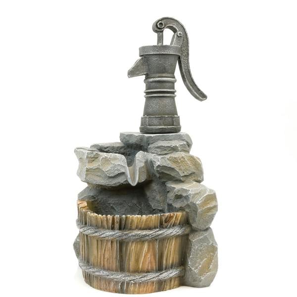 Gardenwize Solar Powered Hand Pump Water Feature – Garden Fountain with Rustic Charm for Patios, Gardens & Outdoor Spaces