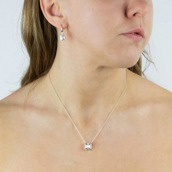 T. H. Baker Sterling Silver Asscher-Cut Clear Crystal Necklace N4476C