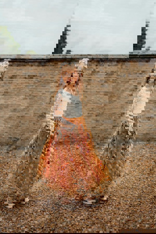 UK Flower Girl Boutique Enchanted Fall Long Sleeve Dress - Chantilly Lace