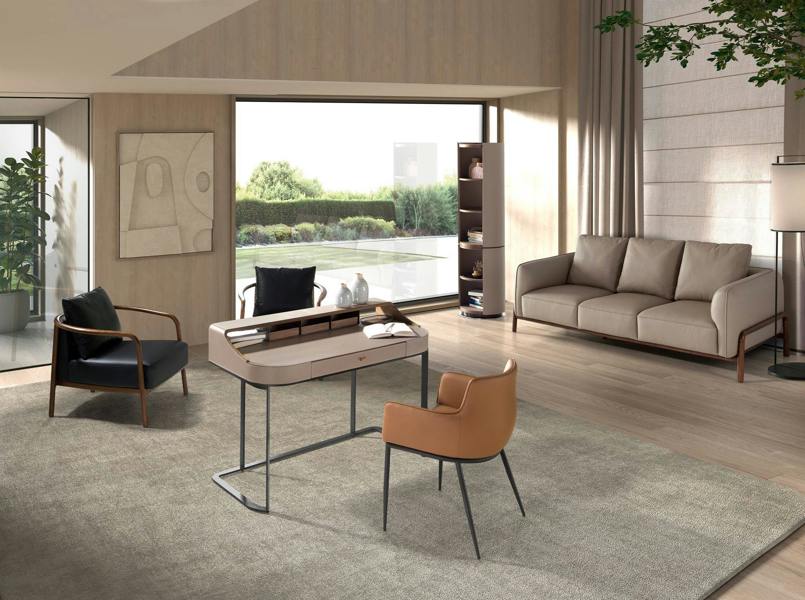 Angel Cerdá Desktop dressing table leatherette, walnut and gray steel 3279