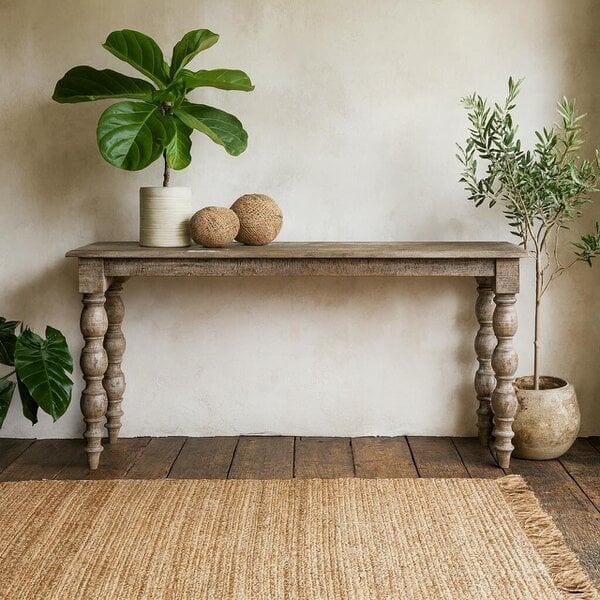 Wyld Haus Montaine Mid Century Wide Brown Wood Console Table