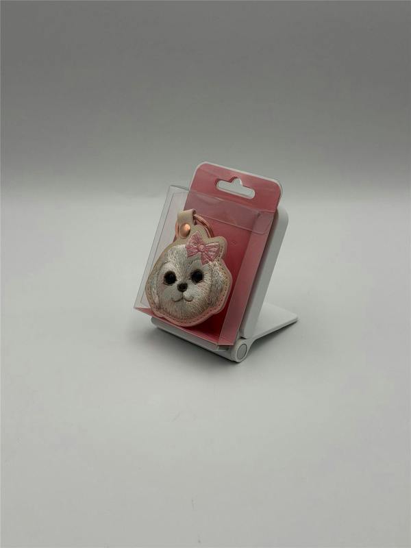 Nimmy Friends Nimmy Big Eye Cute Pet Bischon Fraise Dog Face Airtag Keychain Pink - N-XDY-YSK-02-A