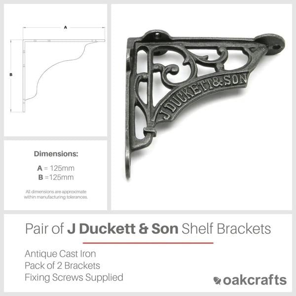 Pair of Antique Cast Iron J Duckett & Son Shelf Brackets 